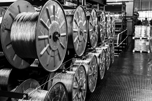 spools-of-wire-cables-in-industrial-setting